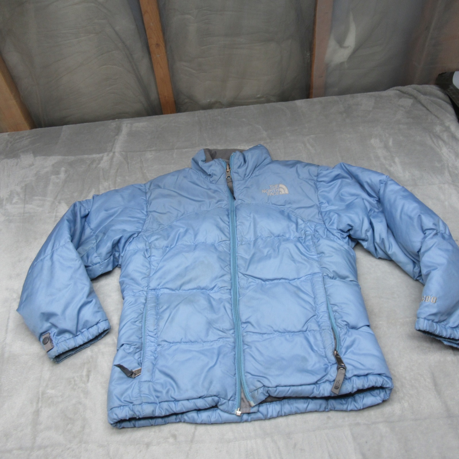 North Face Down Jacket Girls Medium Blue 600 Fill Quilted Light Insulated Puffer